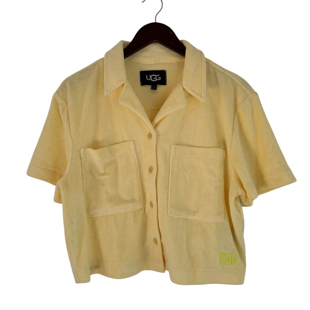 UGG Saniyah Short Sleeve Terry Cloth Button Down Shirt Size Medium